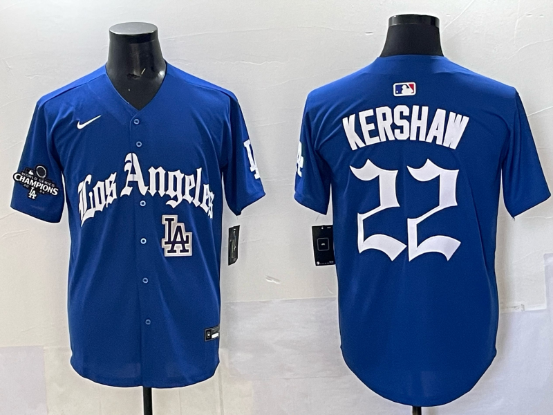 Men Los Angeles Dodgers #22 Kershaw Blue 2025 Nike MLB Jersey style 006